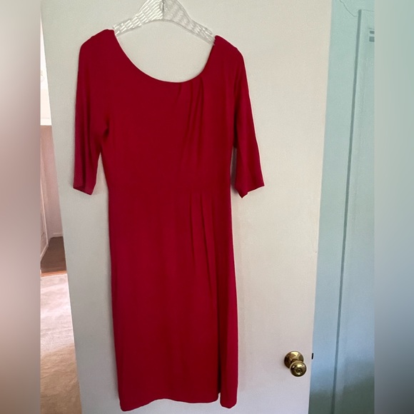LK Bennett Lipstick Red 3/4 sleeve dress v-back size US 10/UK 14 EUC - Picture 1 of 4
